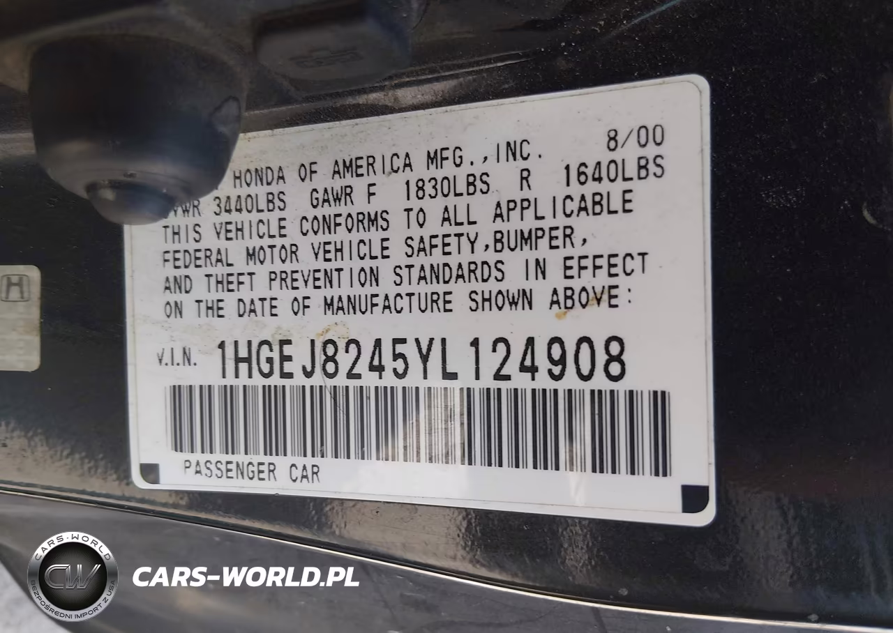 2000 Honda Civic Ex VIN:1HGEJ8245YL124908 - 9