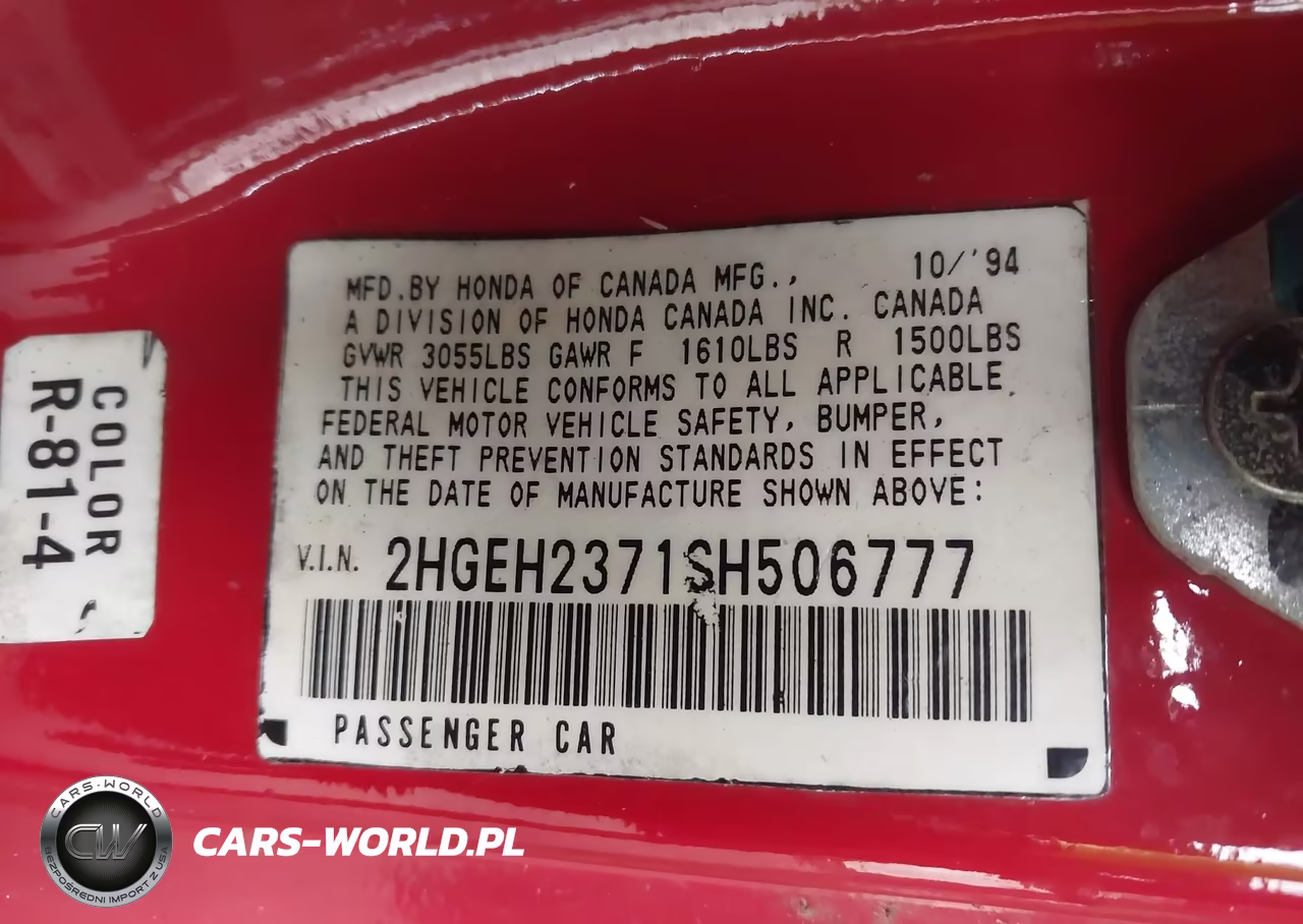 1995 Honda Civic Vx VIN:2HGEH2371SH506777 - 9