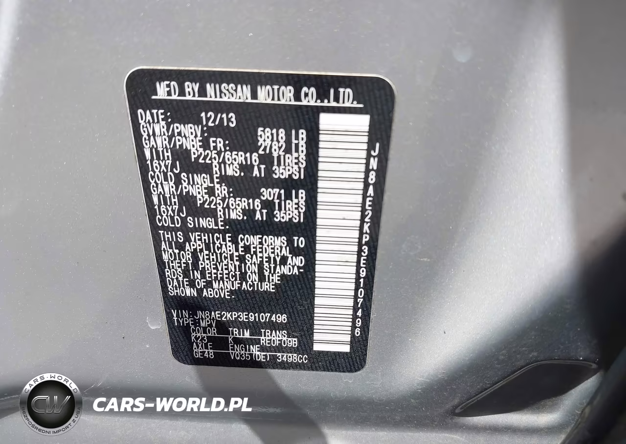 2014 Nissan Quest Sv VIN:JN8AE2KP3E9107496 - 9