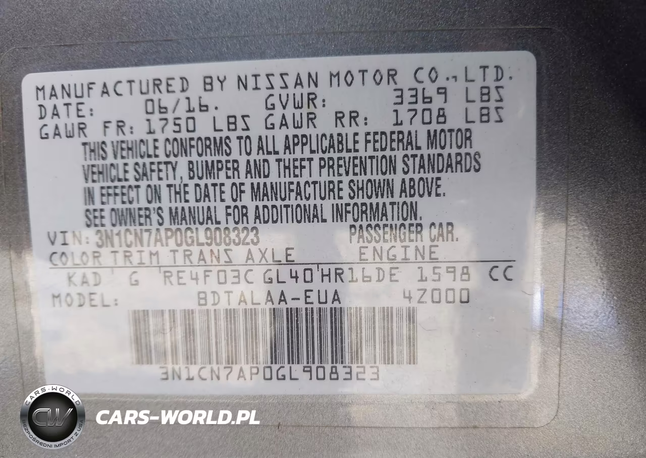 2016 Nissan Versa 1.6 S VIN:3N1CN7AP0GL908323 - 9
