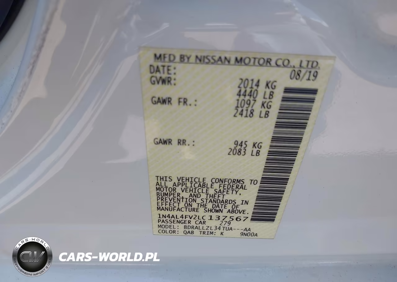 2020 Nissan Altima Platinum Vc-Turbo Fwd VIN:1N4AL4FV2LC137567 - 9