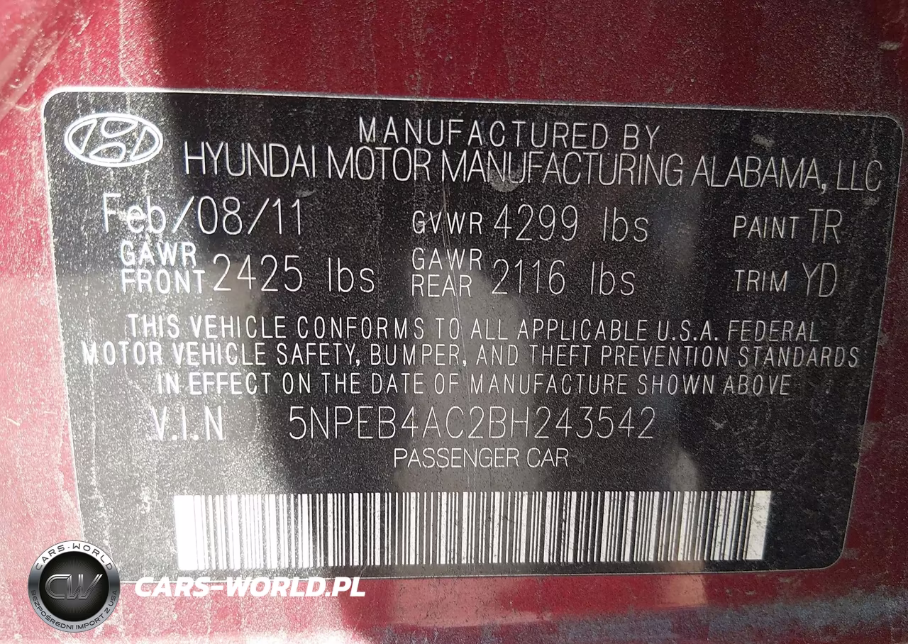2011 Hyundai Sonata Gls VIN:5NPEB4AC2BH243542 - 9