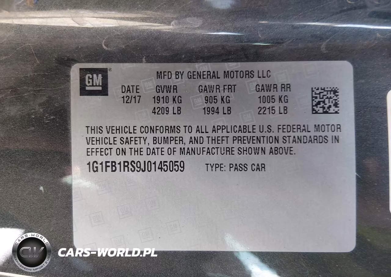 2018 Chevrolet Camaro 1Lt VIN:1G1FB1RS9J0145059 - 9