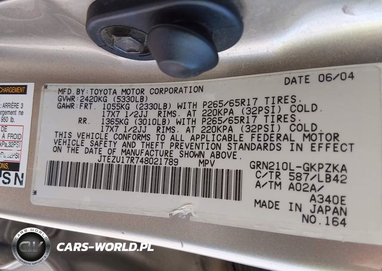 2004 Toyota 4Runner Limited V6 VIN:JTEZU17R748021789 - 9