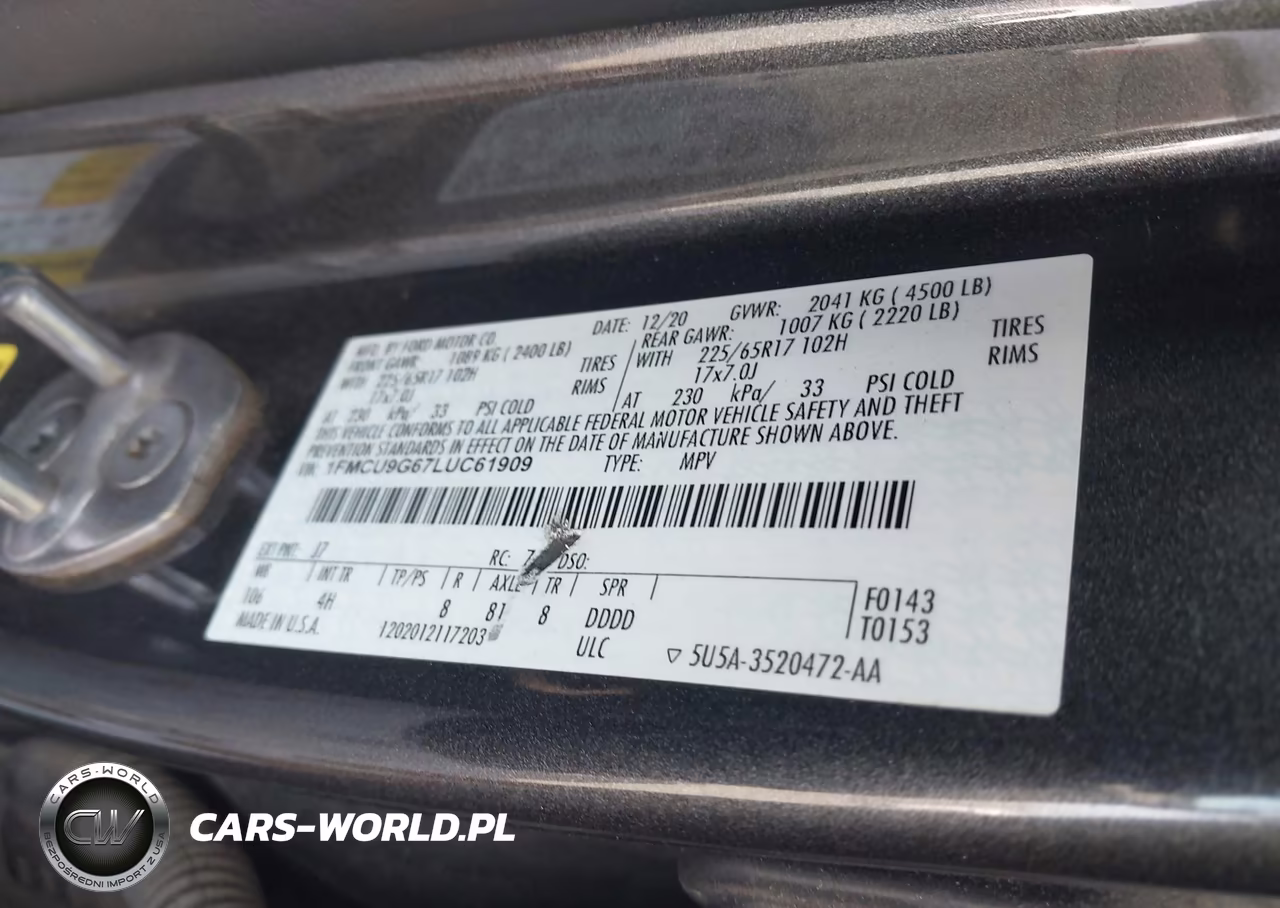 2020 Ford Escape Se VIN:1FMCU9G67LUC61909 - 9