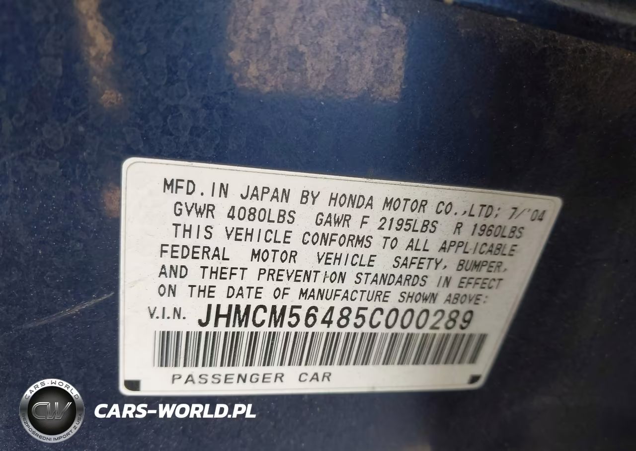 2005 Honda Accord 2.4 Lx VIN:JHMCM56485C000289 - 9