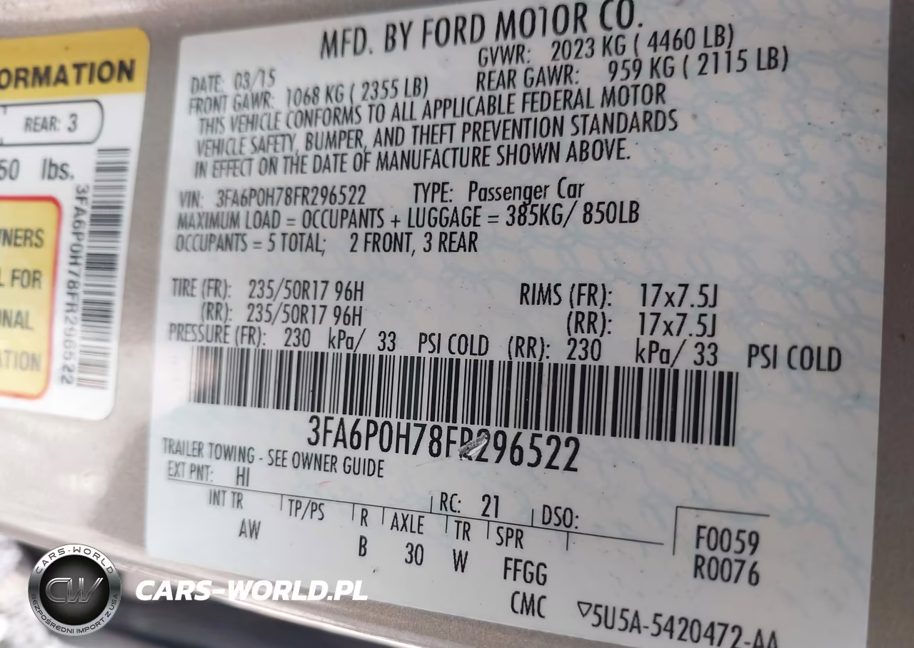 2015 Ford Fusion Se VIN:3FA6P0H78FR296522 - 9