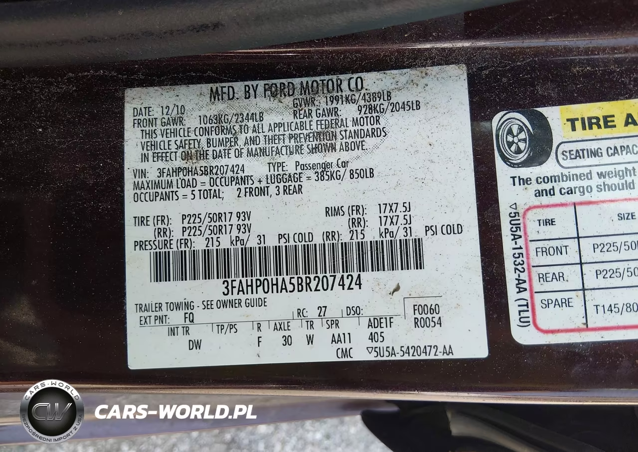 2011 Ford Fusion Se VIN:3FAHP0HA5BR207424 - 9