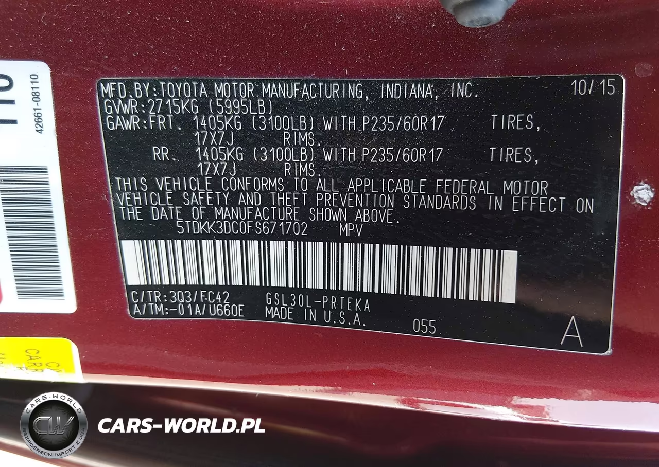 2015 Toyota Sienna Le 8 Passenger VIN:5TDKK3DC0FS671702 - 9