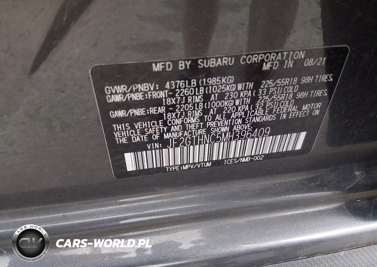 2021 Subaru Crosstrek Limited VIN:JF2GTHNC5MH396409 - 9