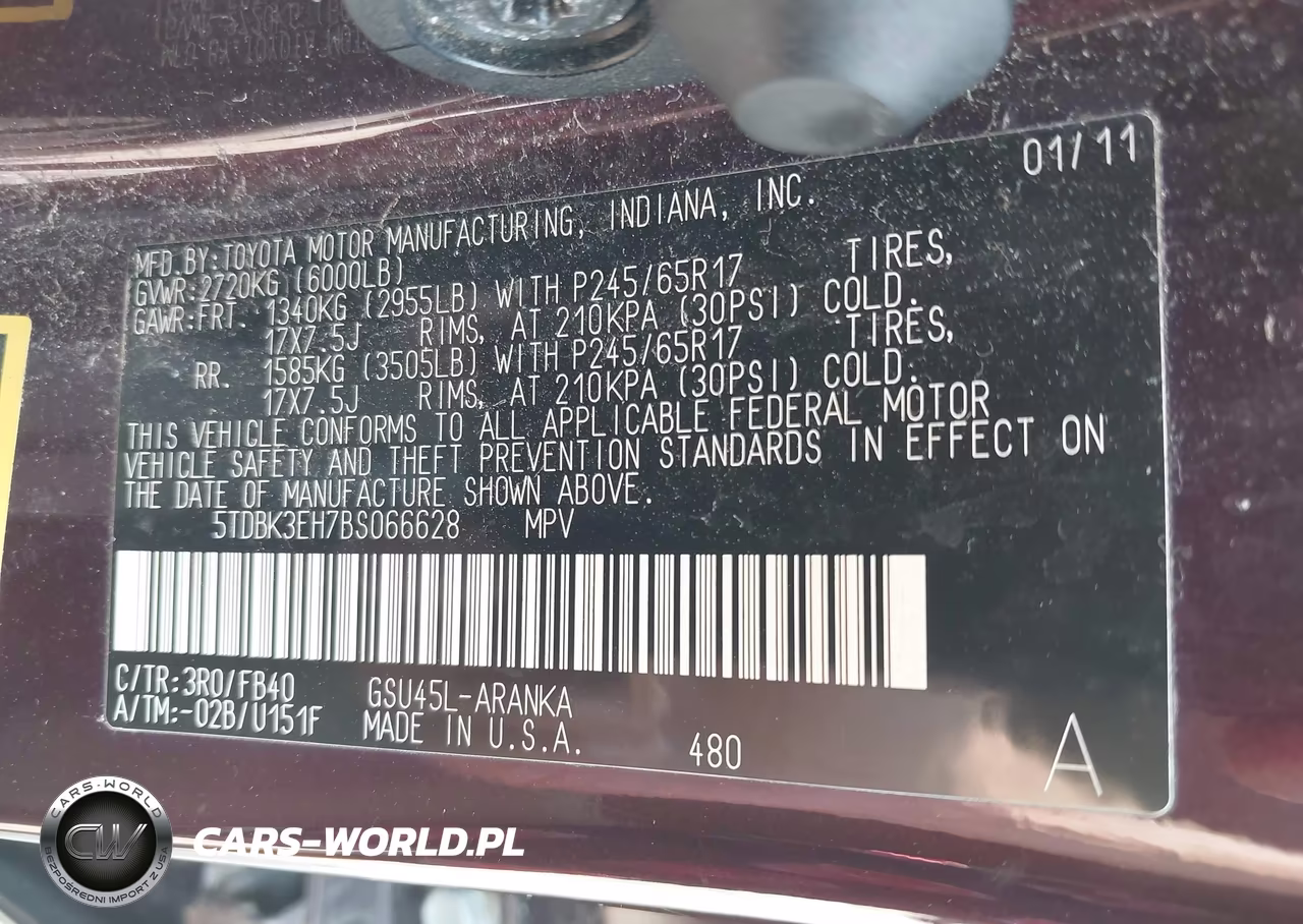 2011 Toyota Highlander Base V6 VIN:5TDBK3EH7BS066628 - 9