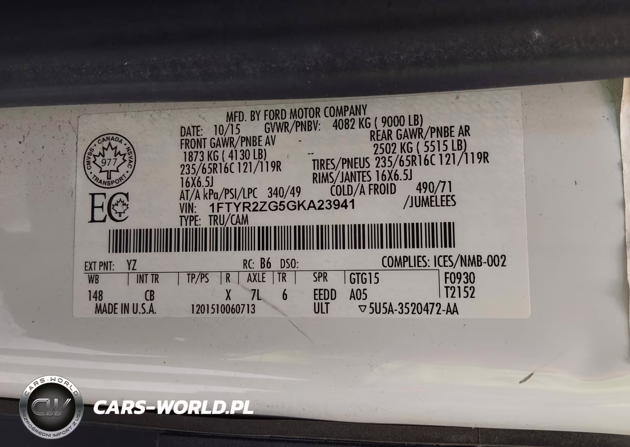 2016 Ford Transit-250 VIN:1FTYR2ZG5GKA23941 - 9