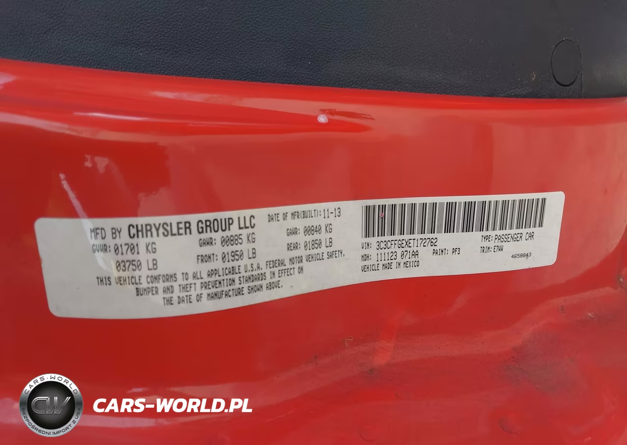 2014 Fiat 500E Battery Electric VIN:3C3CFFGEXET172762 - 9