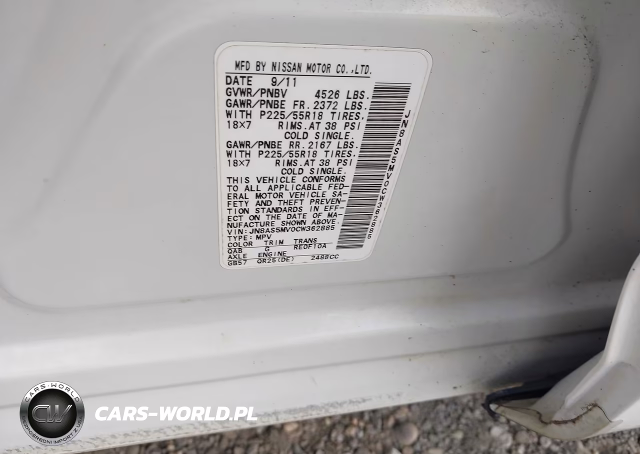 2012 Nissan Rogue Sv W-Sl Pkg VIN:JN8AS5MV0CW362885 - 9
