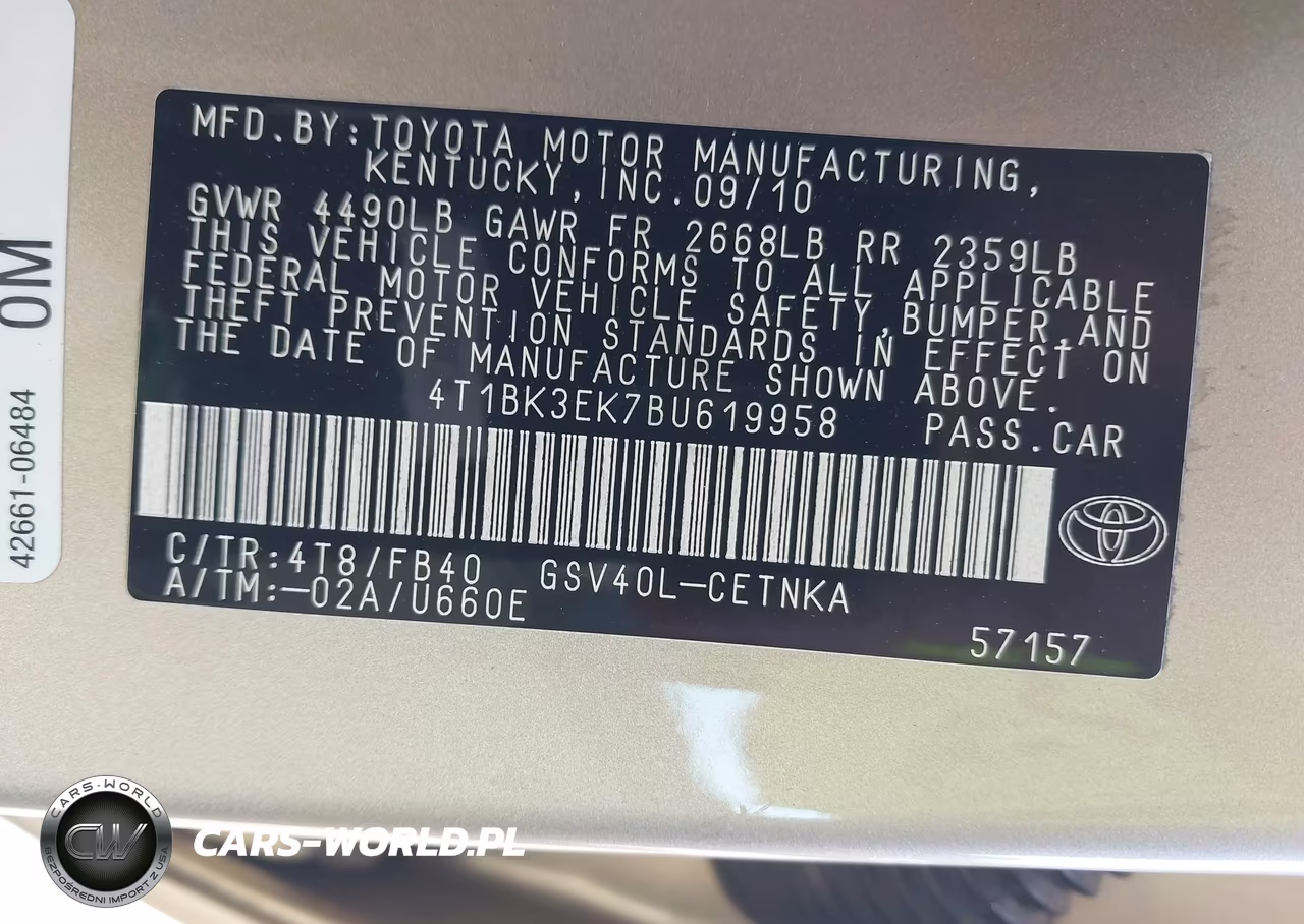2011 Toyota Camry Le V6 VIN:4T1BK3EK7BU619958 - 9