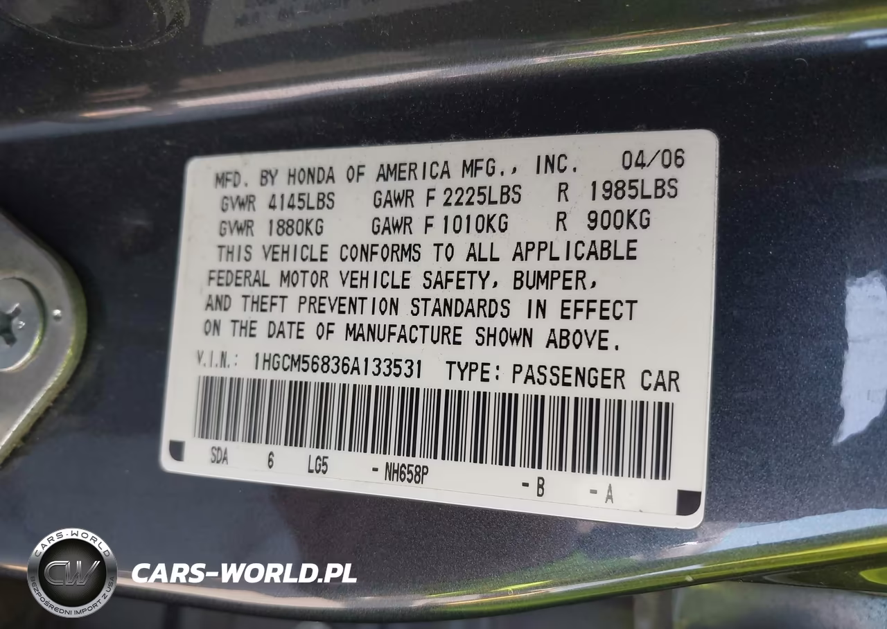 2006 Honda Accord 2.4 Ex VIN:1HGCM56836A133531 - 9