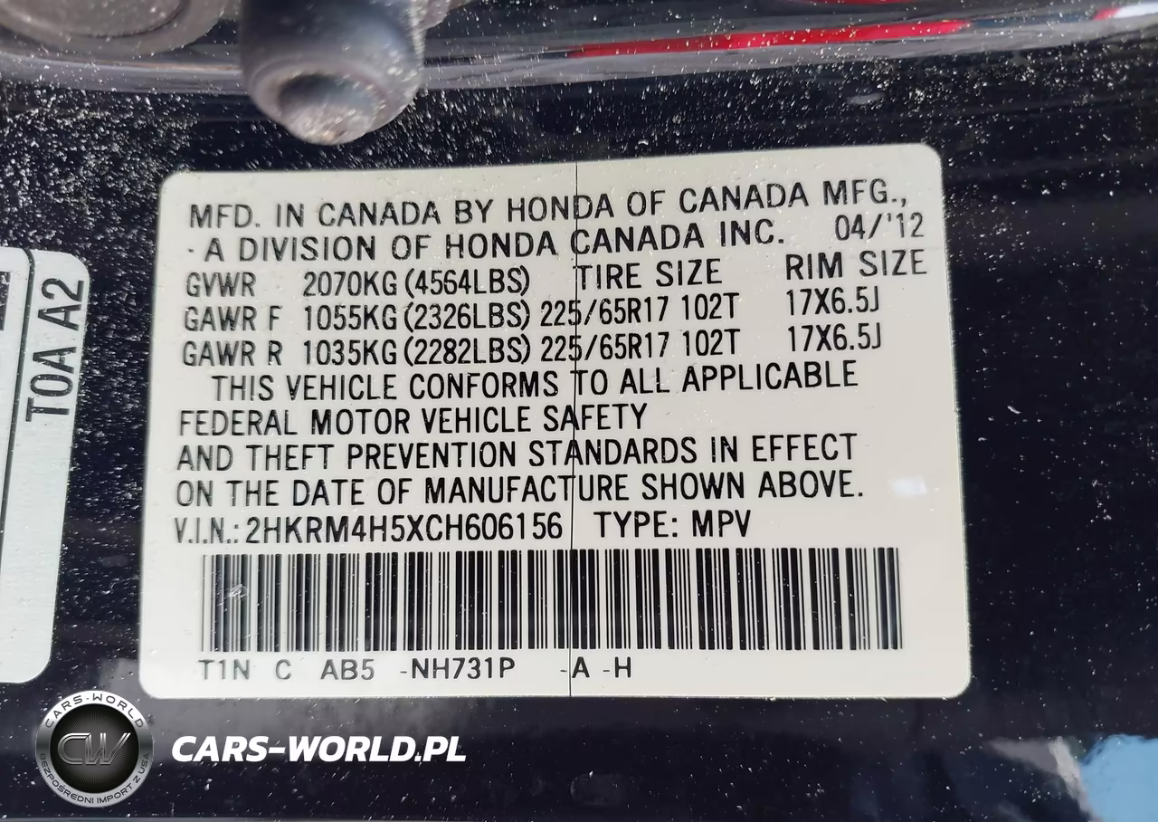 2012 Honda Cr-V Ex VIN:2HKRM4H5XCH606156 - 9