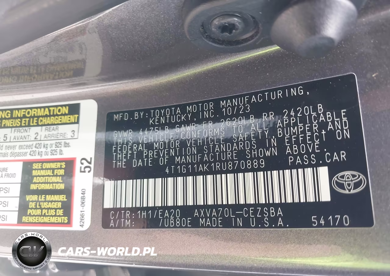 2024 Toyota Camry Se VIN:4T1G11AK1RU870889 - 9
