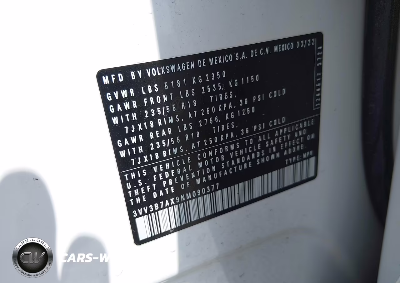 2022 Volkswagen Tiguan 2.0T Se VIN:3VV3B7AX9NM090377 - 9