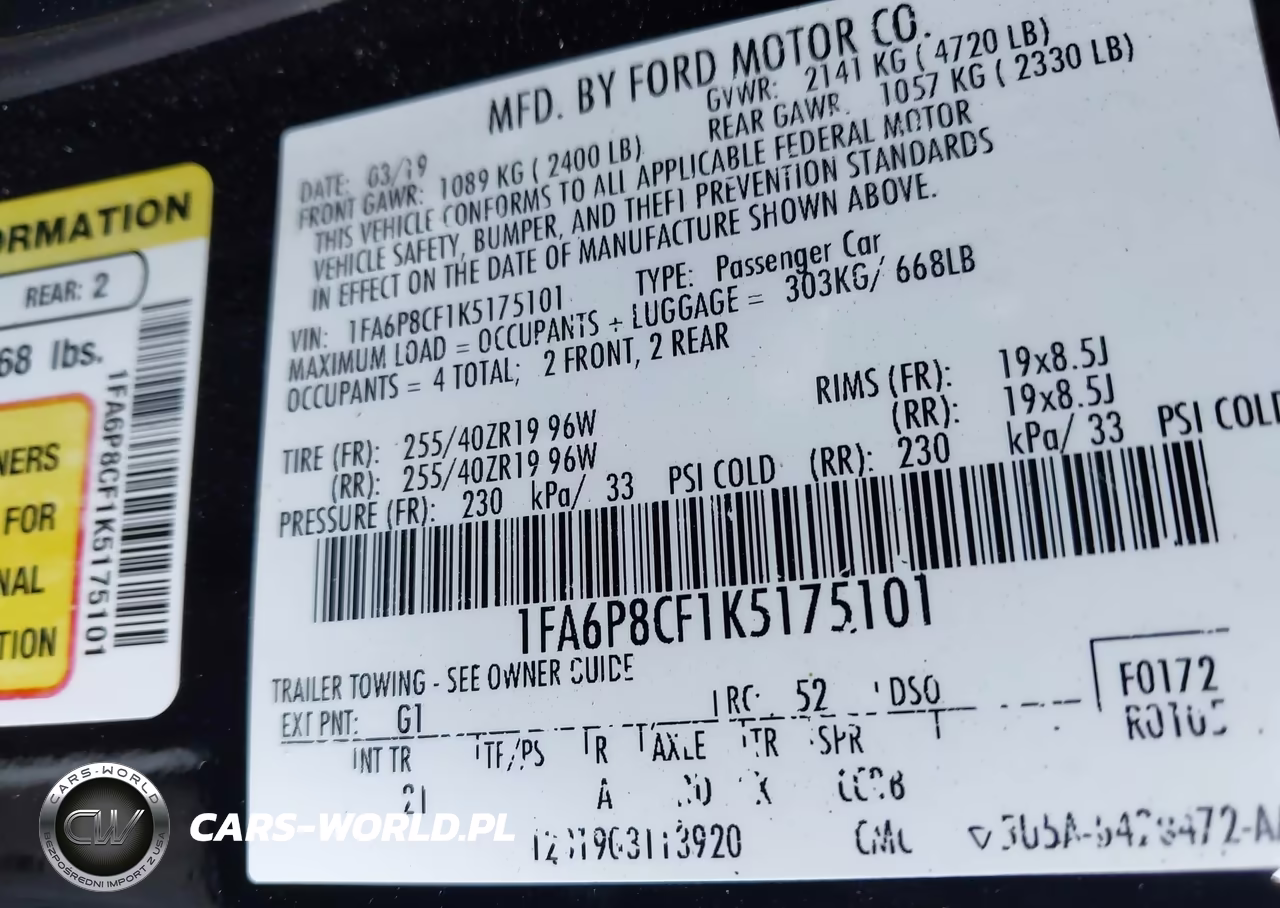 2019 Ford Mustang Gt VIN:1FA6P8CF1K5175101 - 9