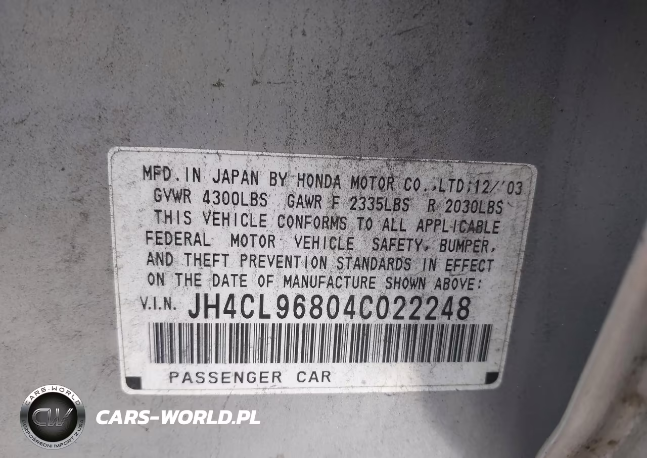 2004 Acura Tsx VIN:JH4CL96804C022248 - 9