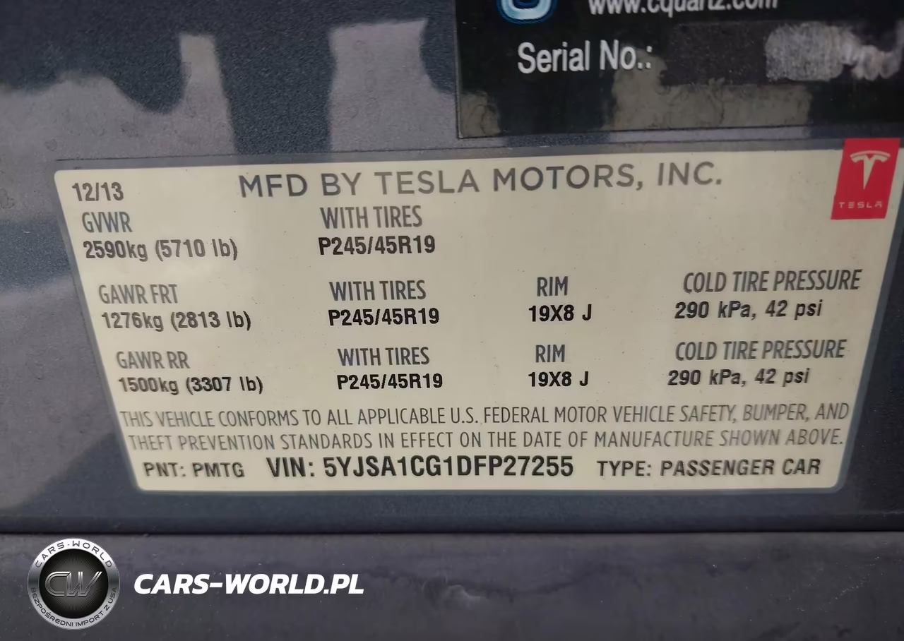 2013 Tesla Model S VIN:5YJSA1CG1DFP27255 - 9