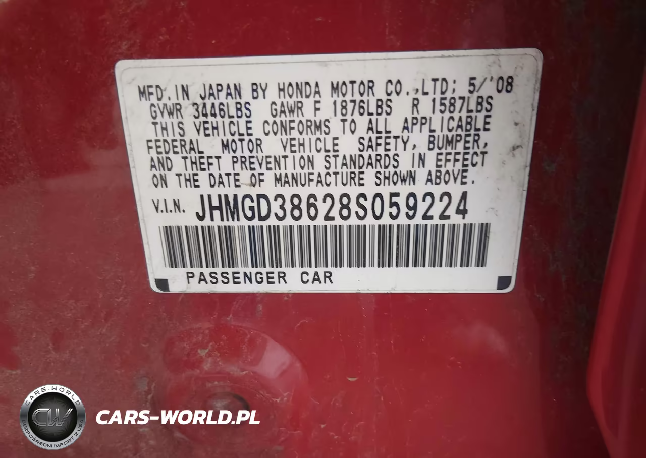 2008 Honda Fit Sport VIN:JHMGD38628S059224 - 9