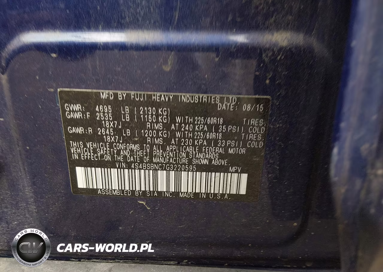 2016 Subaru Outback 2.5I Limited VIN:4S4BSBNC7G3220595 - 9