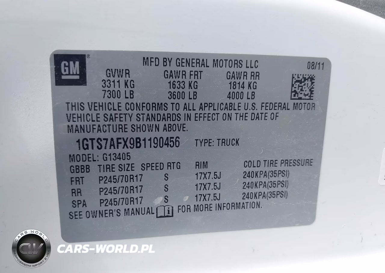 2011 GMC Savana 1500 Work Van VIN:1GTS7AFX9B1190456 - 9