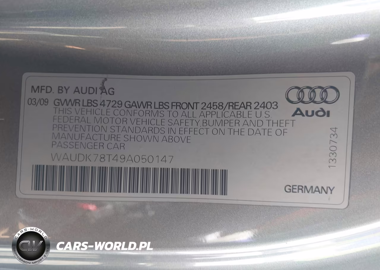 2009 Audi A5 3.2L VIN:WAUDK78T49A050147 - 9