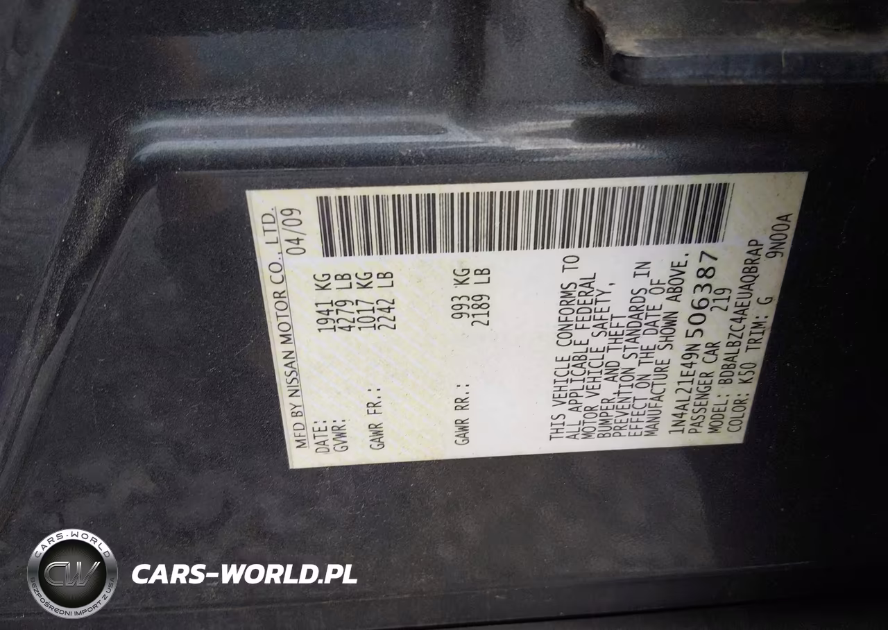 2009 Nissan Altima 2.5 S VIN:1N4AL21E49N506387 - 9
