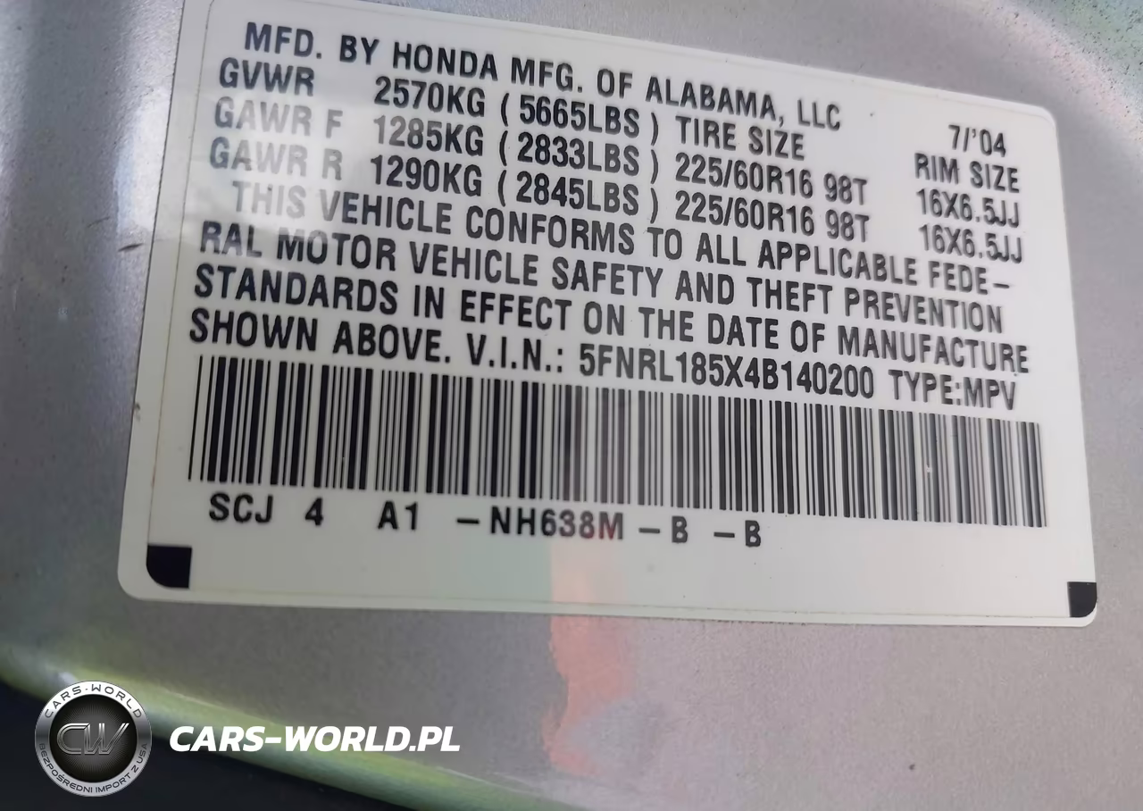 2004 Honda Odyssey Lx VIN:5FNRL185X4B140200 - 9