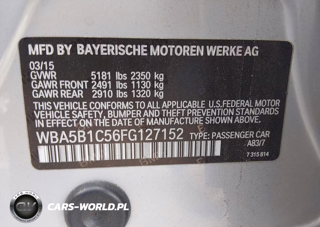 2015 BMW 535I VIN:WBA5B1C56FG127152 - 9
