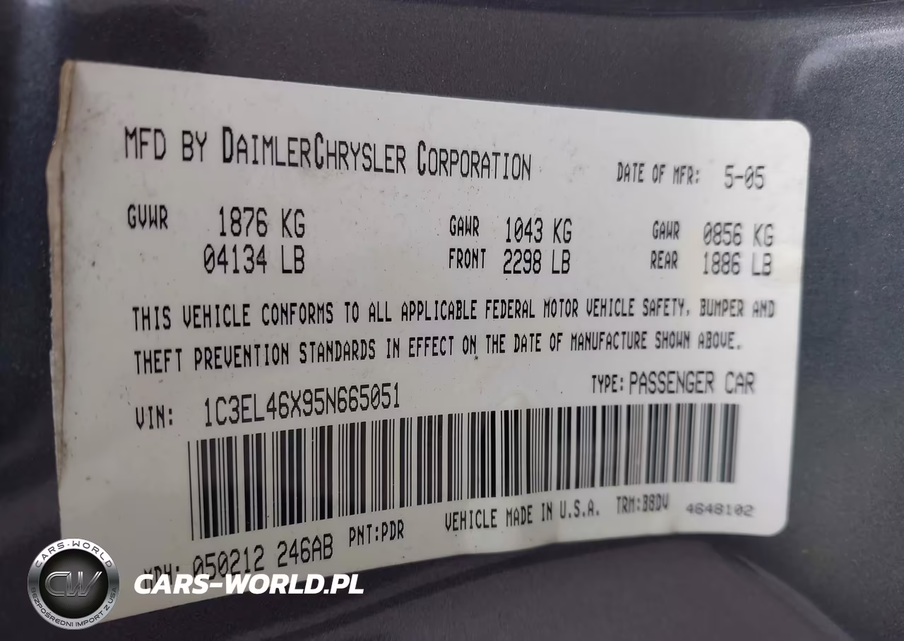 2005 Chrysler Sebring VIN:1C3EL46X95N665051 - 9