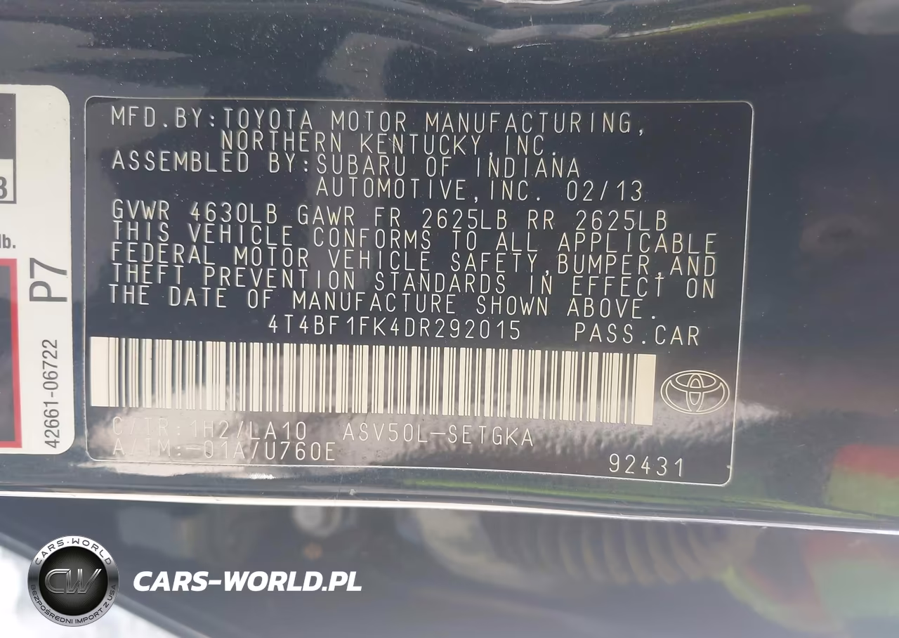 2013 Toyota Camry Xle VIN:4T4BF1FK4DR292015 - 9