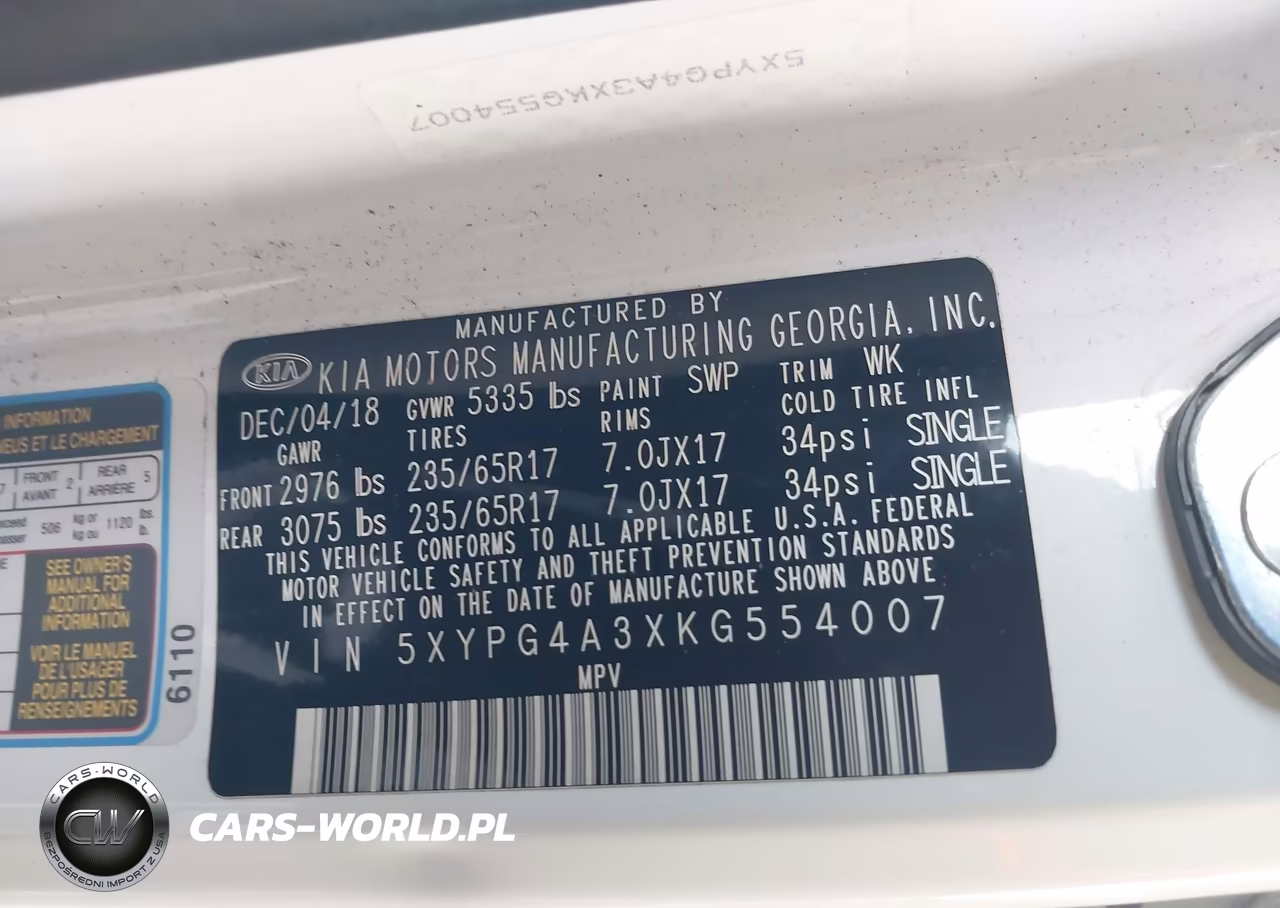 2019 Kia Sorento 2.4L Lx VIN:5XYPG4A3XKG554007 - 9