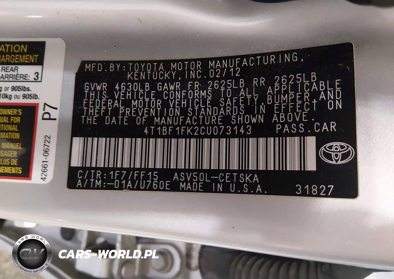 2012 Toyota Camry Se VIN:4T1BF1FK2CU073143 - 9