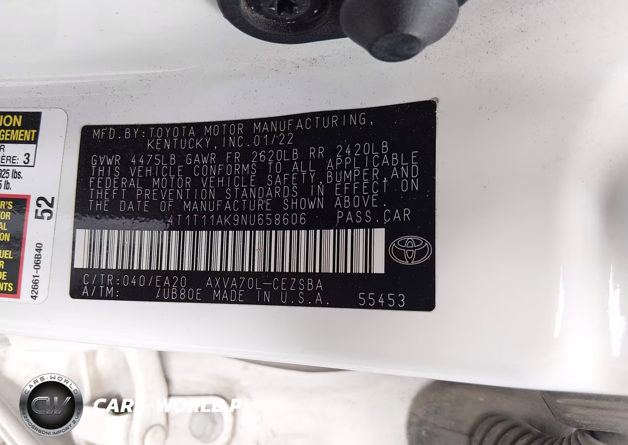2022 Toyota Camry Se VIN:4T1T11AK9NU658606 - 9
