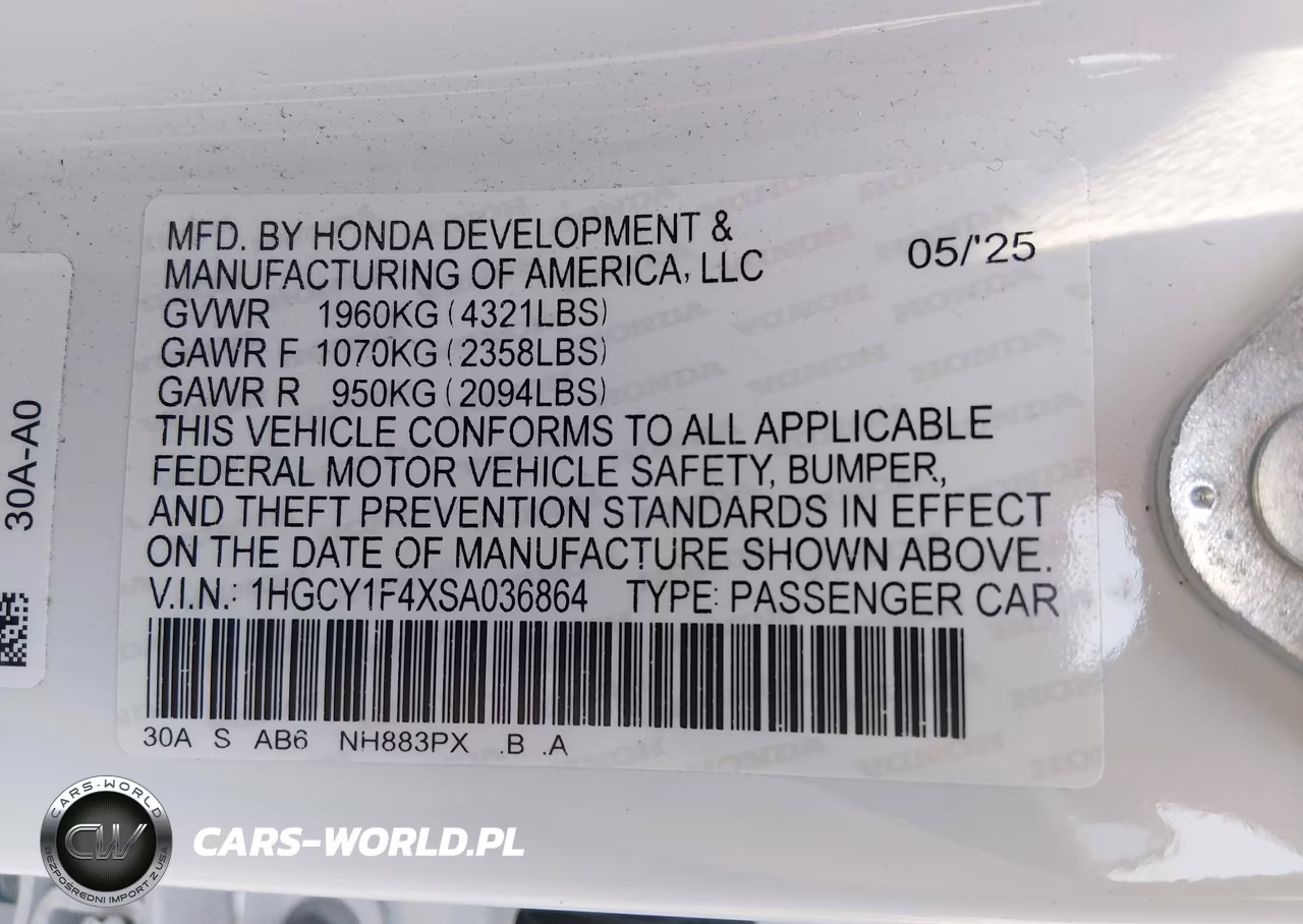 2025 Honda Accord Se VIN:1HGCY1F4XSA036864 - 9