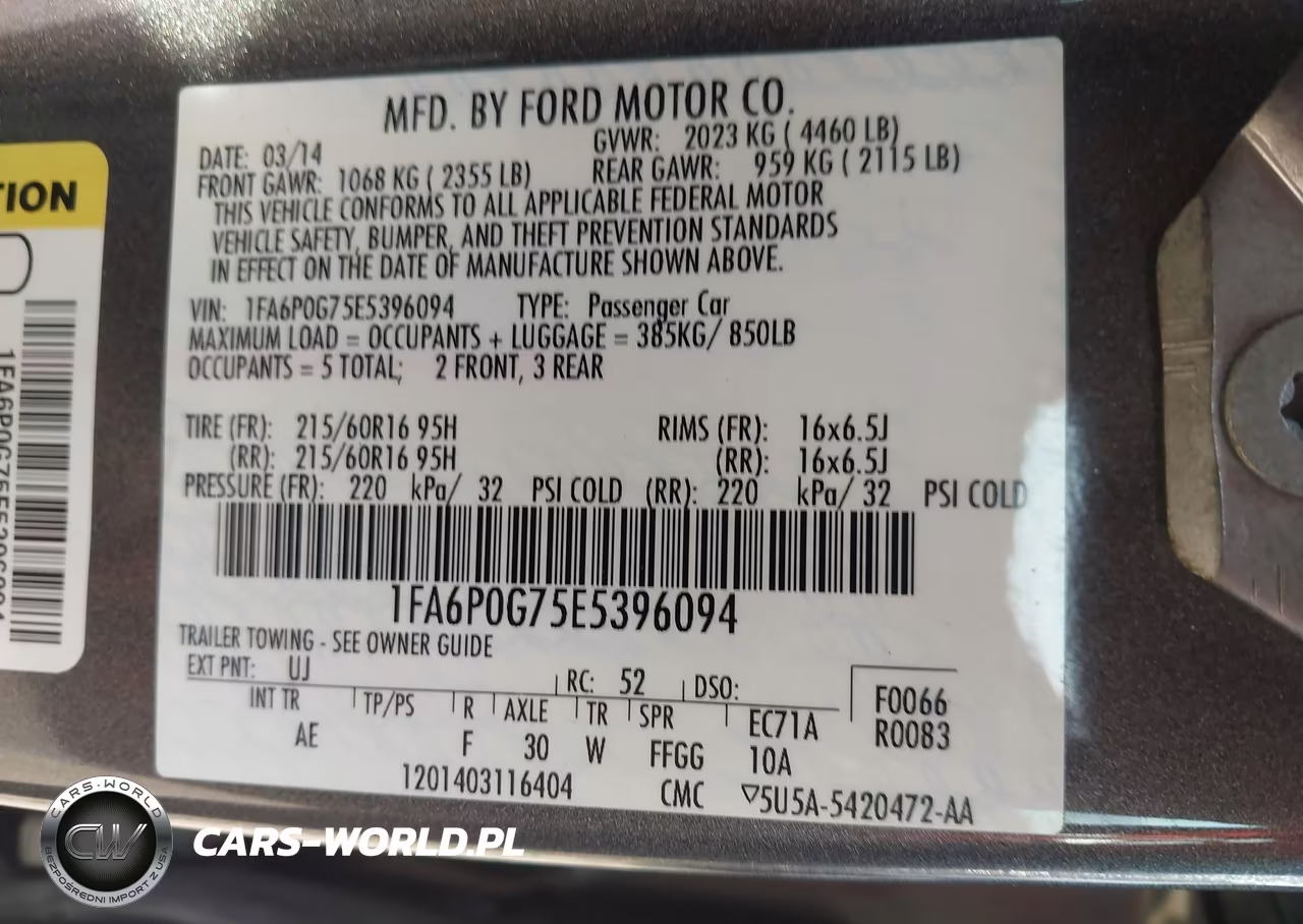 2014 Ford Fusion S VIN:1FA6P0G75E5396094 - 9