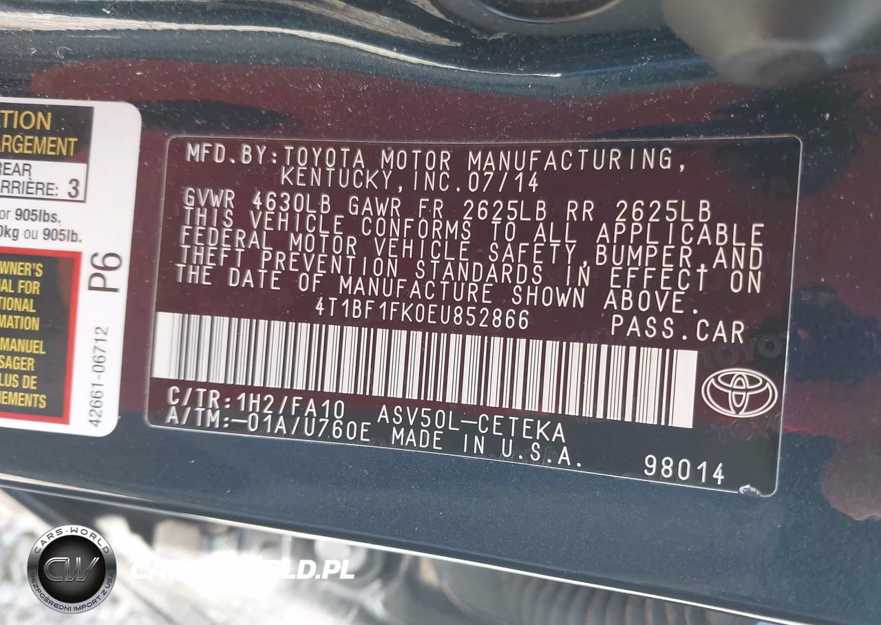 2014 Toyota Camry L VIN:4T1BF1FK0EU852866 - 9