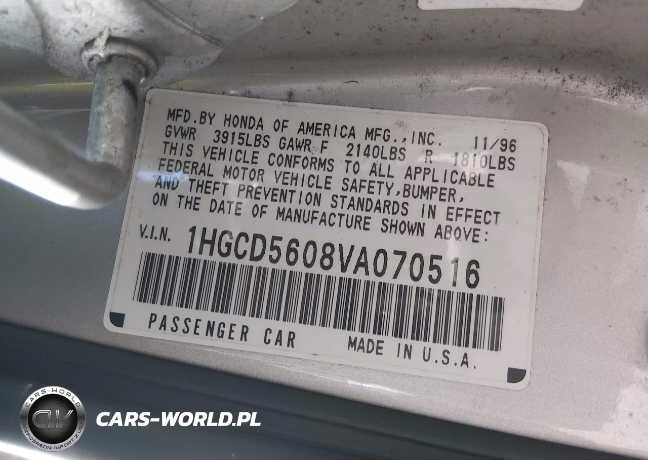 1997 Honda Accord Se VIN:1HGCD5608VA070516 - 9