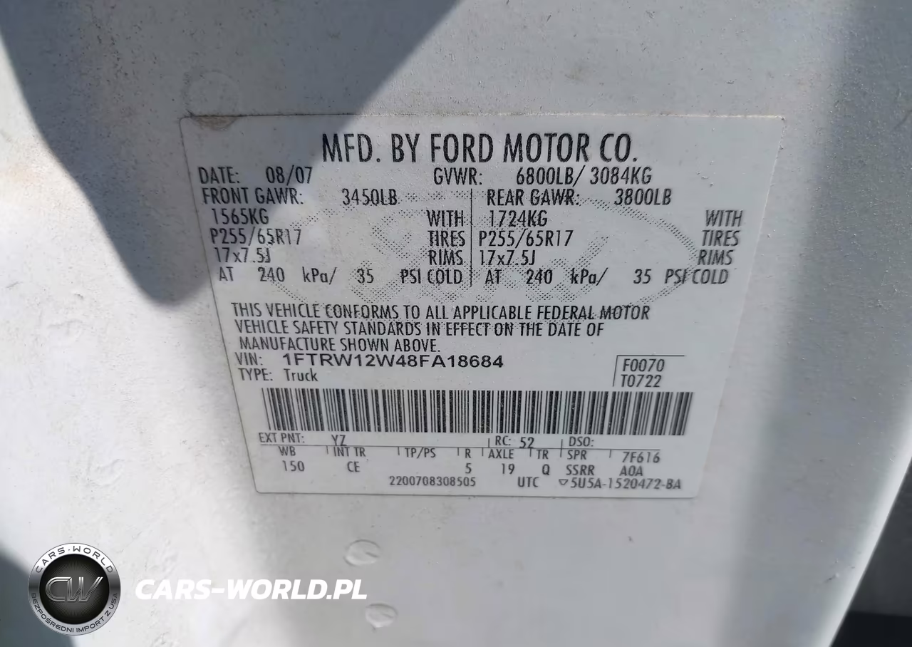 2008 Ford F-150 60Th Anniversary-Fx2-Xl-Xlt VIN:1FTRW12W48FA18684 - 9