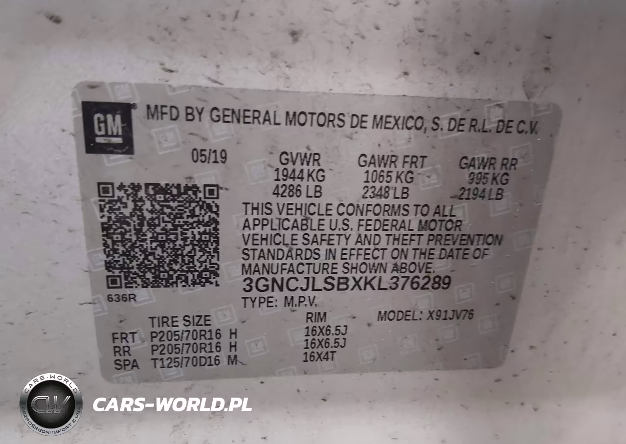 2019 Chevrolet Trax Lt VIN:3GNCJLSBXKL376289 - 9