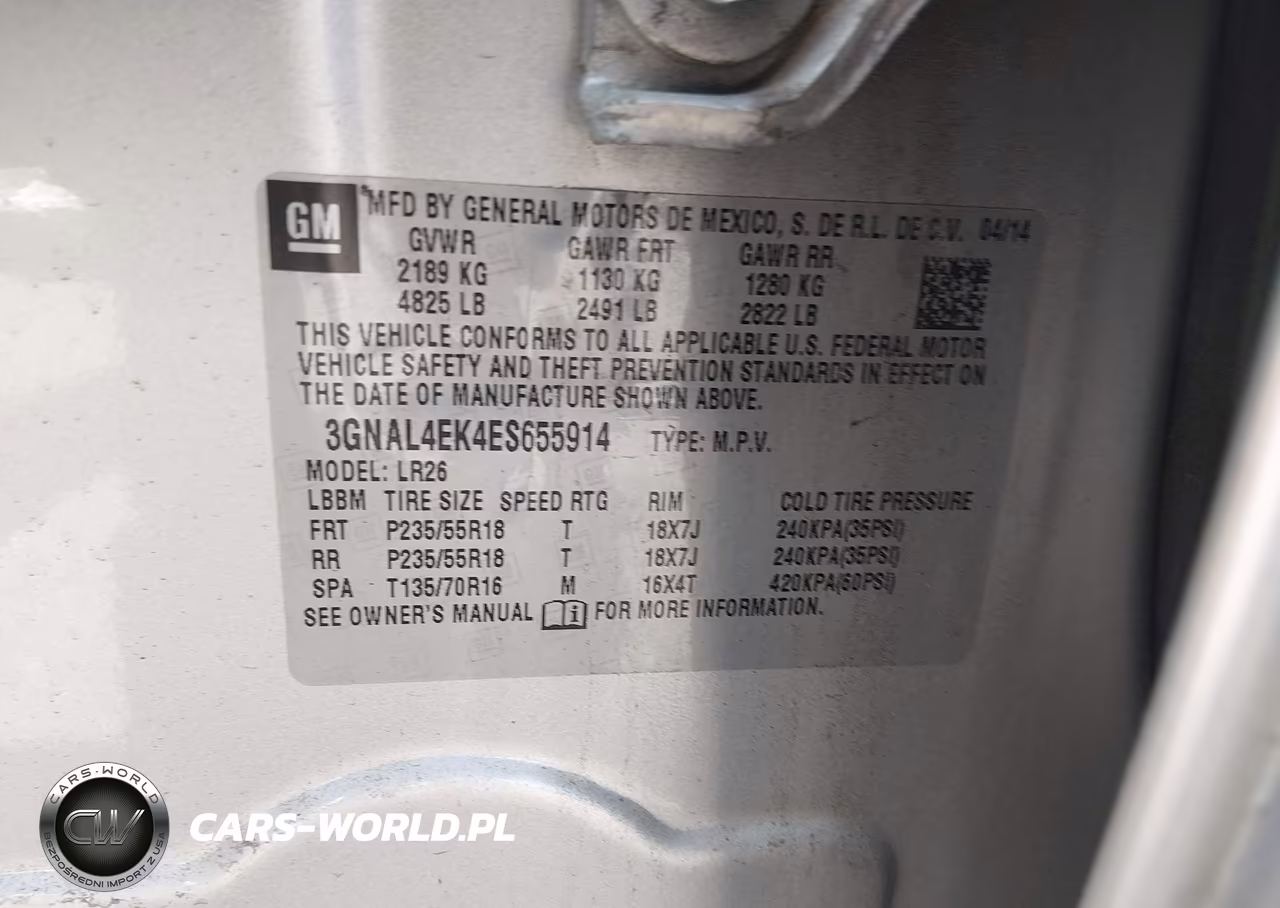 2014 Chevrolet Captiva Sport Fleet Ltz VIN:3GNAL4EK4ES655914 - 9