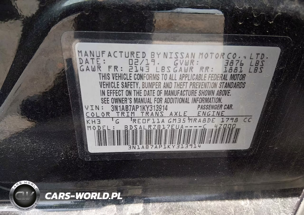 2019 Nissan Sentra Sr VIN:3N1AB7AP1KY313914 - 9