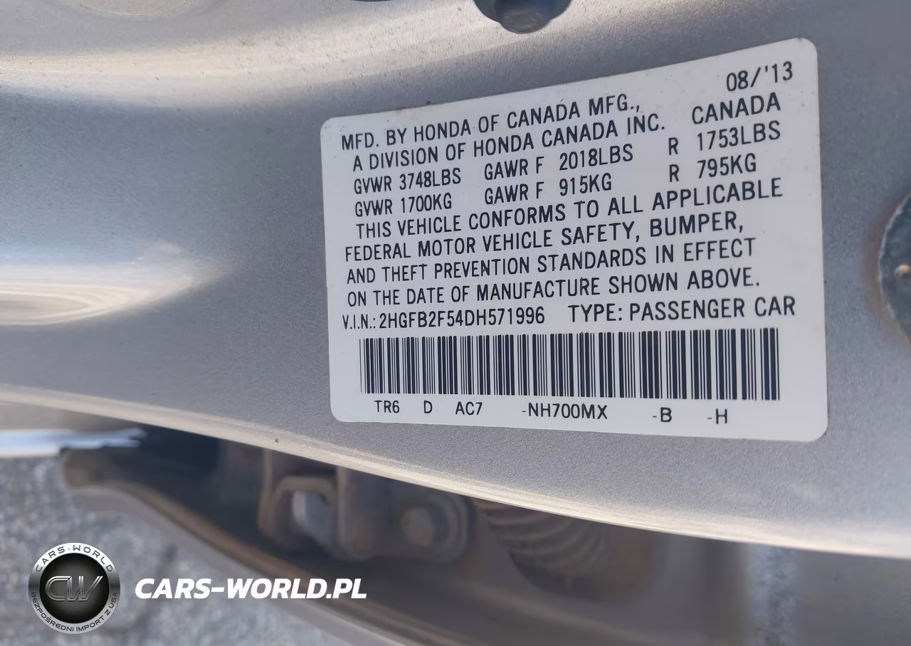2013 Honda Civic Lx VIN:2HGFB2F54DH571996 - 9