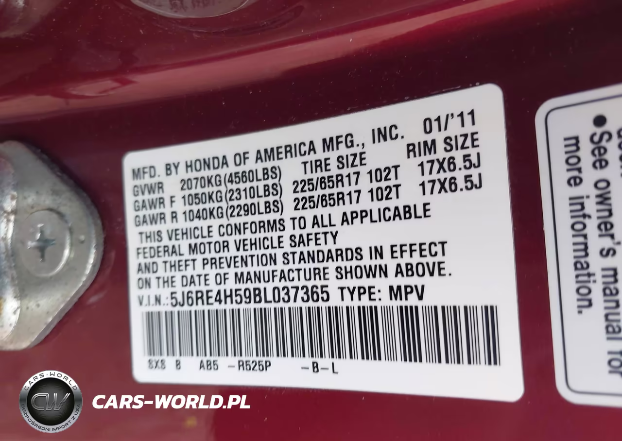 2011 Honda Cr-V Ex VIN:5J6RE4H59BL037365 - 9