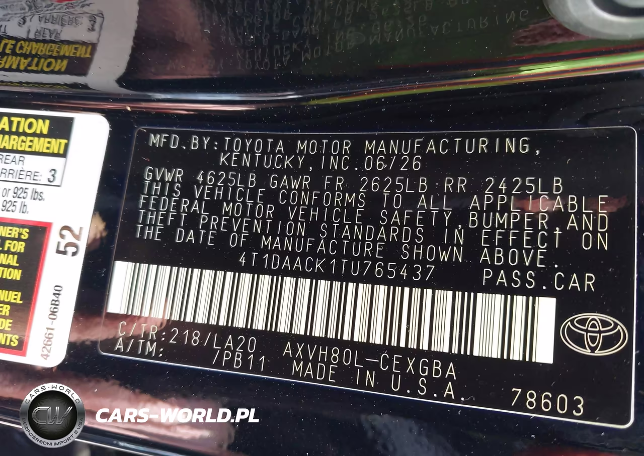 2026 Toyota Camry Xle VIN:4T1DAACK1TU765437 - 9