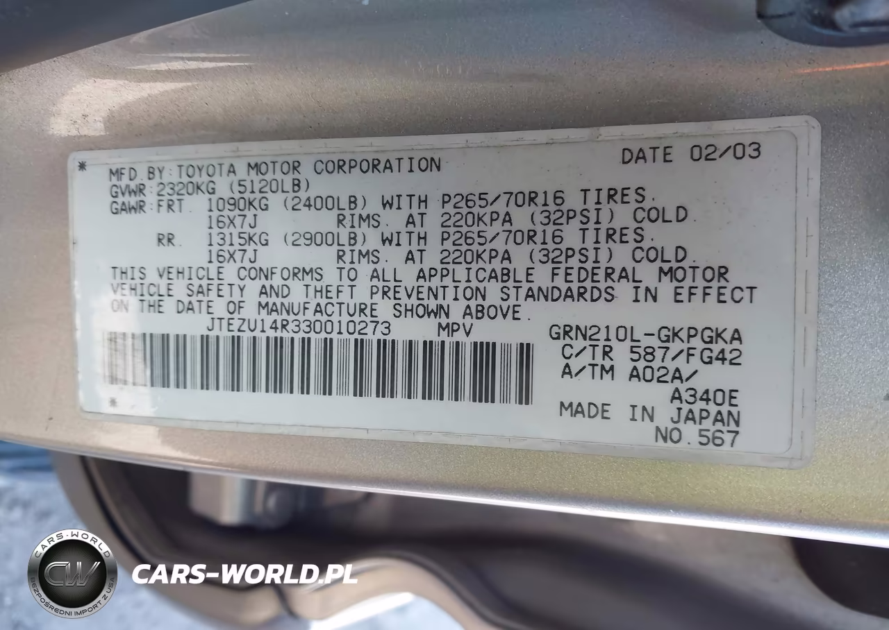 2003 Toyota 4Runner Sr5 V6 VIN:JTEZU14R330010273 - 9